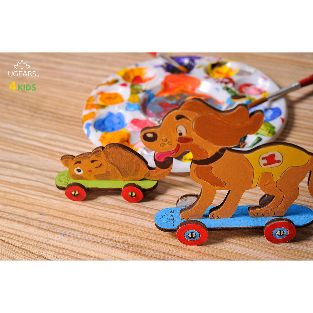 Ugears 3D Painting ten & Puppy DIY Wooden Puzzle 1pc
