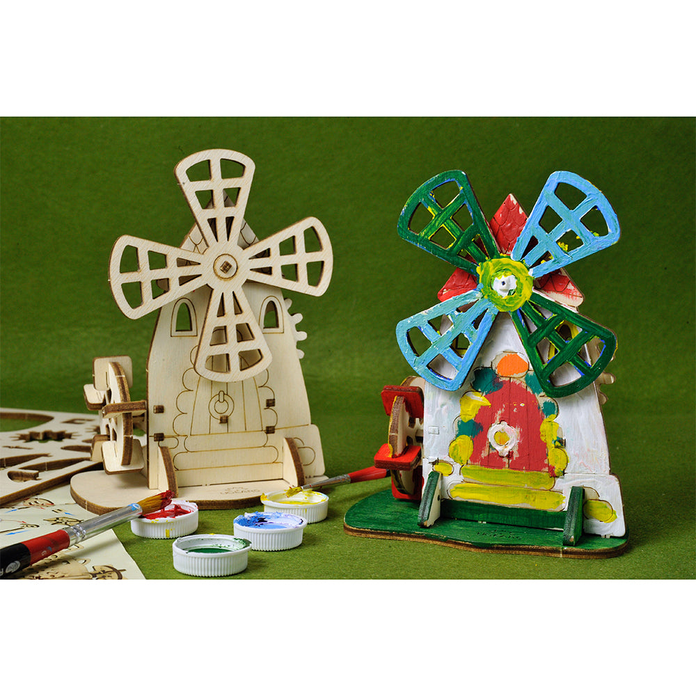 Ugears 3D Painting Windmill DIY Wooden Puzzle 23pc