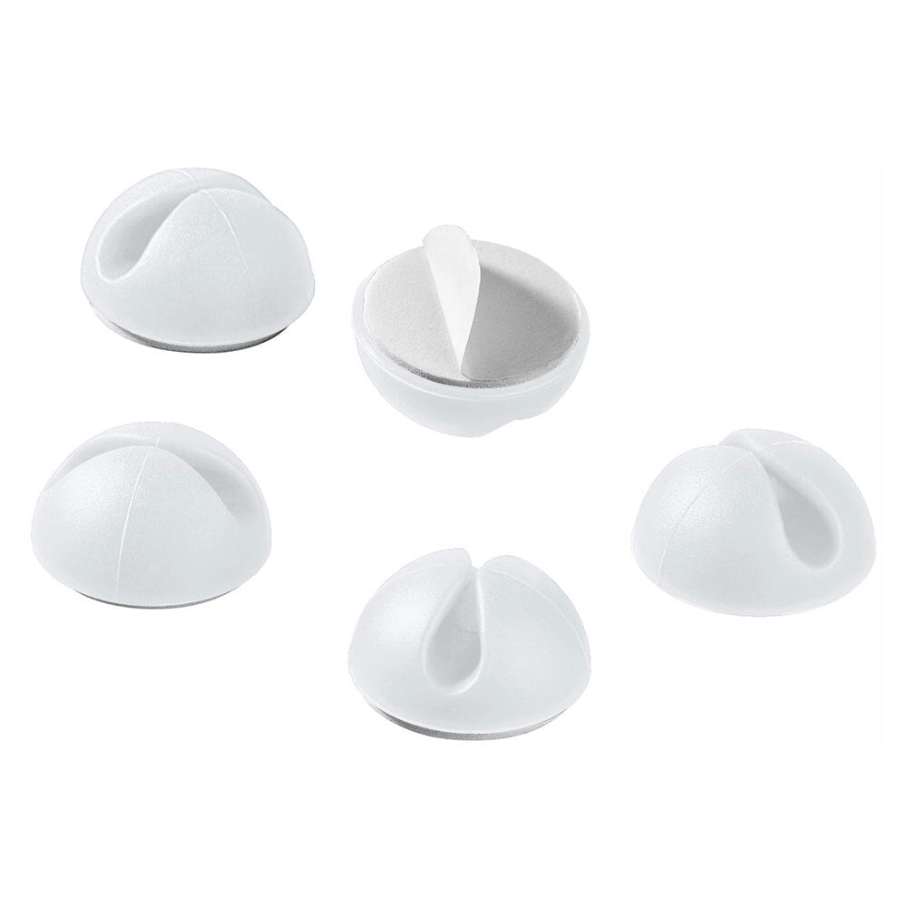 5pc Goobay 1 Slot 1.88cm Adhesive Cable Organiser - White