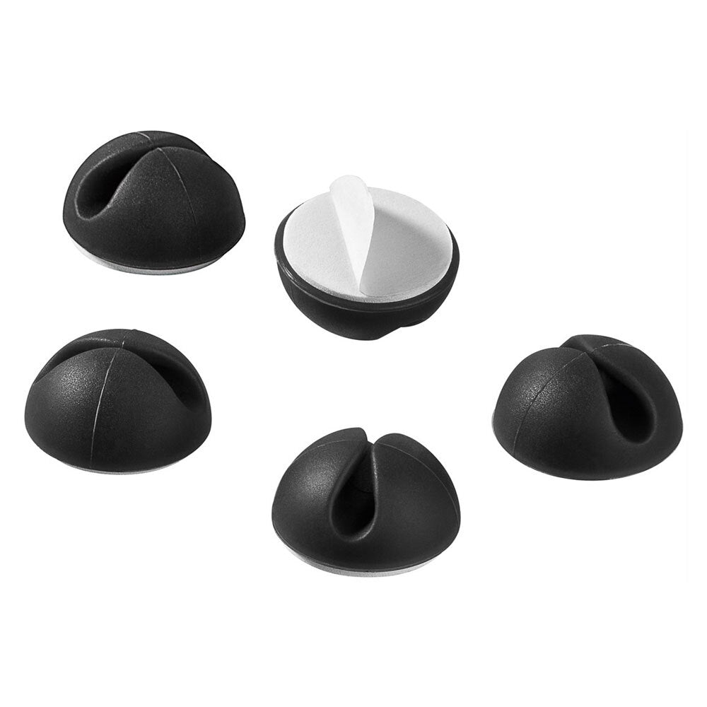 5pc Goobay 1 Slot 1.88cm Adhesive Cable Organiser - Black