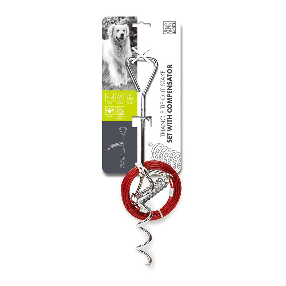 10801505-m-pets-3-5m-dog-puppy-pet-triangle-secure-tie-out-stake-set-w-compensator-cable