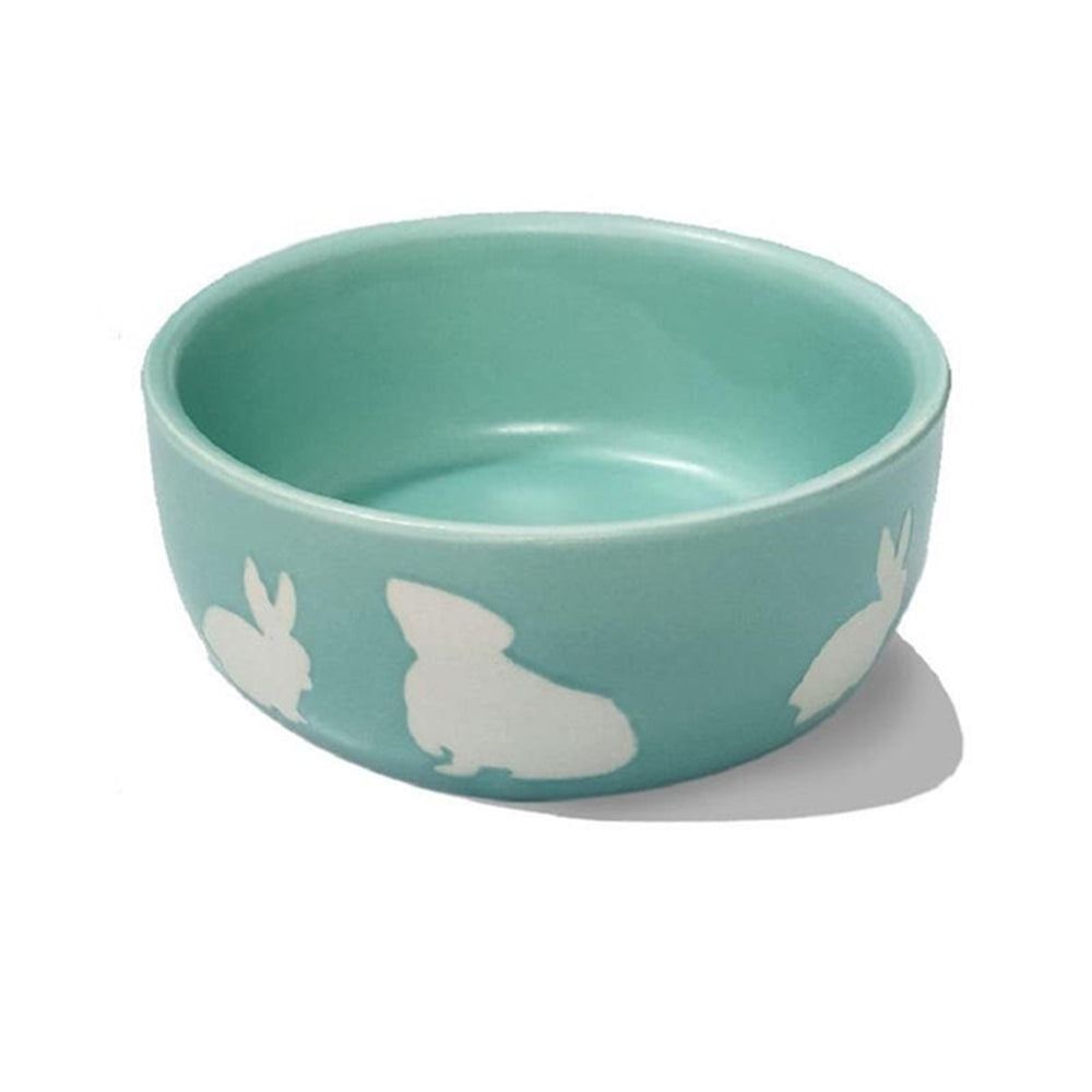 12140-nature-island-ceramic-11-5cm-print-rabbit-guinea-pig-feeding-pet-bowl-green