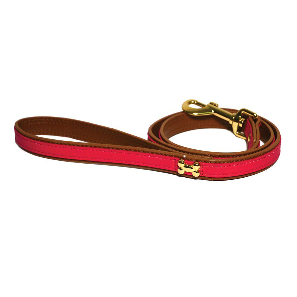 12960-rosewood-signal-102cm-adjustable-leather-pet-dog-lead-training-leash-small-red
