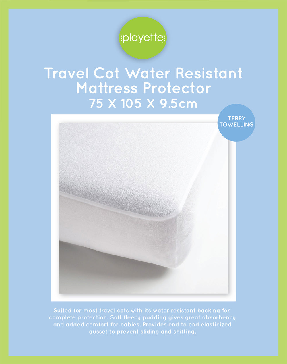 1394190-playette-terry-towelling-105cm-soft-mattress-protector-white