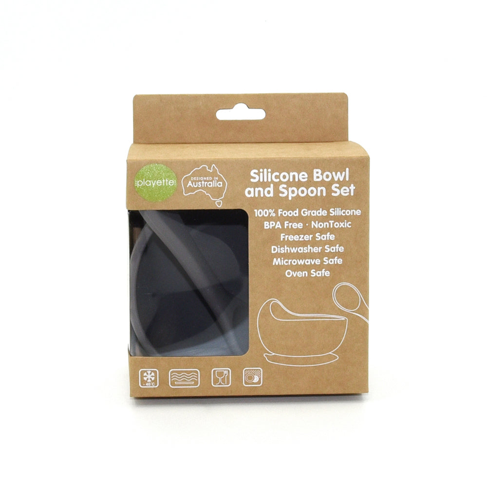 1501001-playette-silicone-bowl-and-spoon-baby-infant-utensil-set-grey-4m