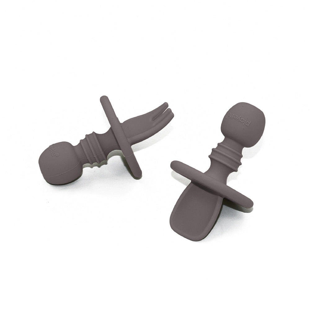 1501003-playette-silicone-mini-baby-infant-utensil-cutlery-set-grey-4m