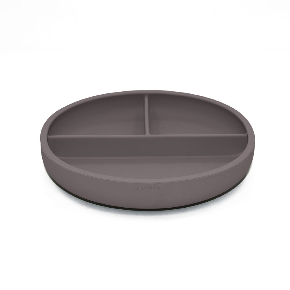 1501006-playette-silicone-divided-baby-infant-plate-grey-4m
