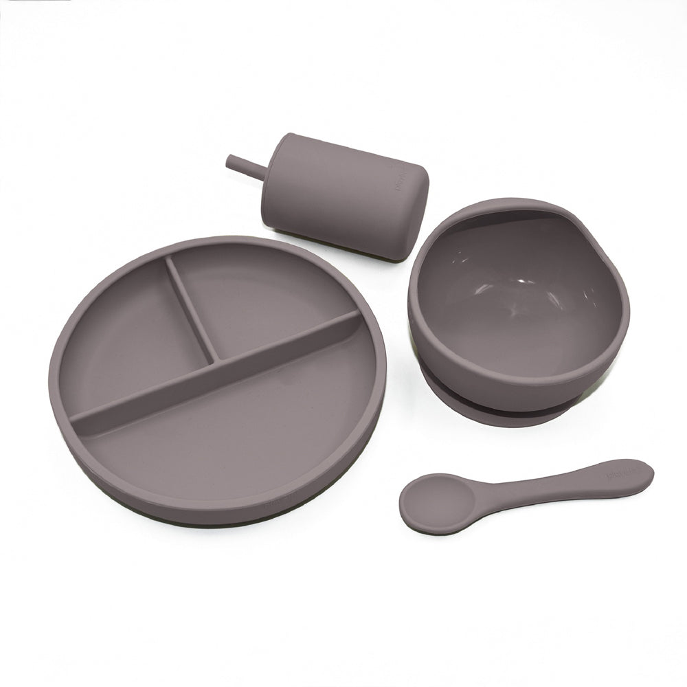 1501008-playette-silicone-baby-infant-feeding-set-grey-4m