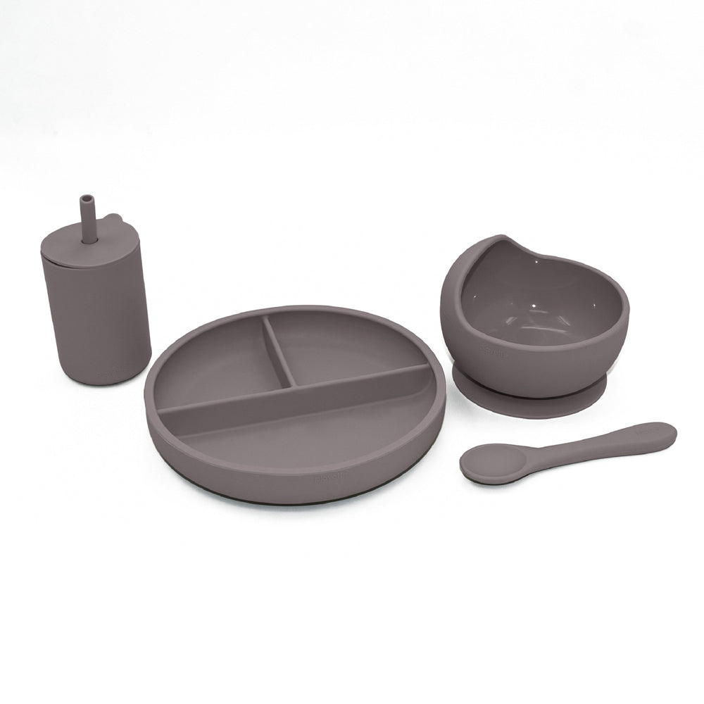 1501008-playette-silicone-baby-infant-feeding-set-grey-4m