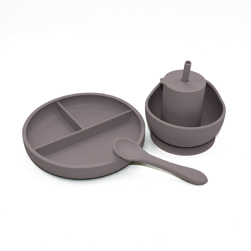 1501008-playette-silicone-baby-infant-feeding-set-grey-4m