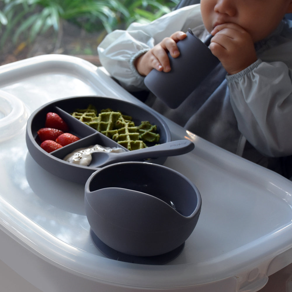 1501008-playette-silicone-baby-infant-feeding-set-grey-4m