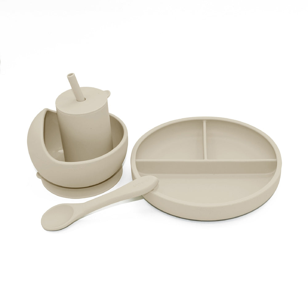 1501009-playette-silicone-baby-infant-feeding-set-sand-4m