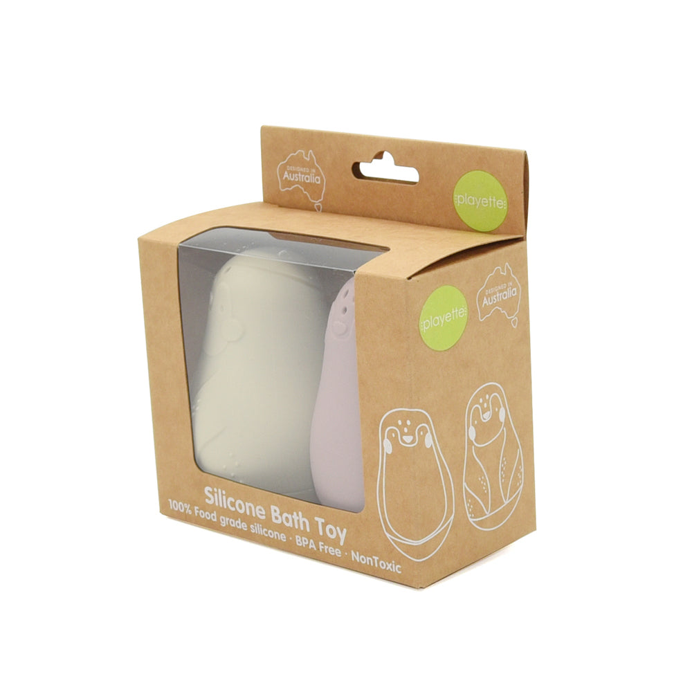 1501018-2pc-playette-silicone-penguin-tumbler-baby-bath-toys-rose-sand-4m