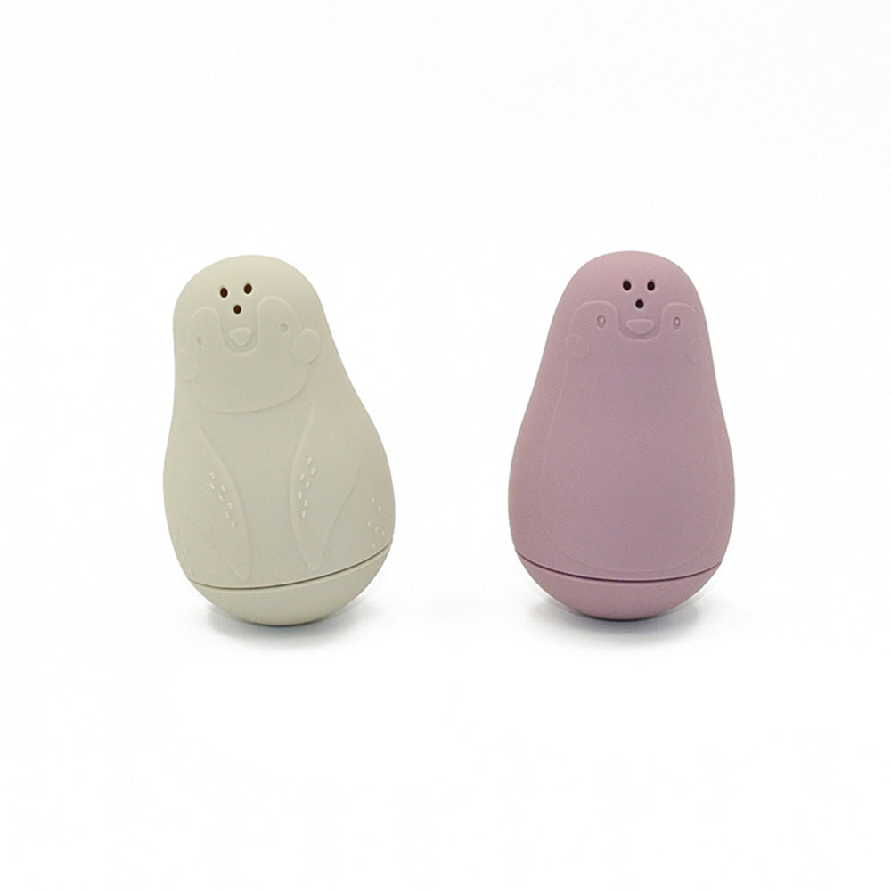 1501018-2pc-playette-silicone-penguin-tumbler-baby-bath-toys-rose-sand-4m