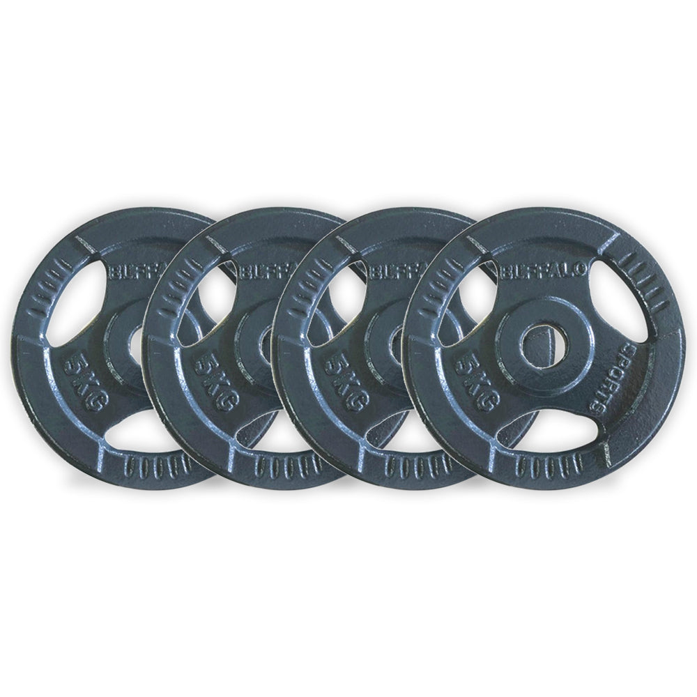 1932573-4pc-buffalo-sports-home-gym-5kg-barbell-weight-plate-set