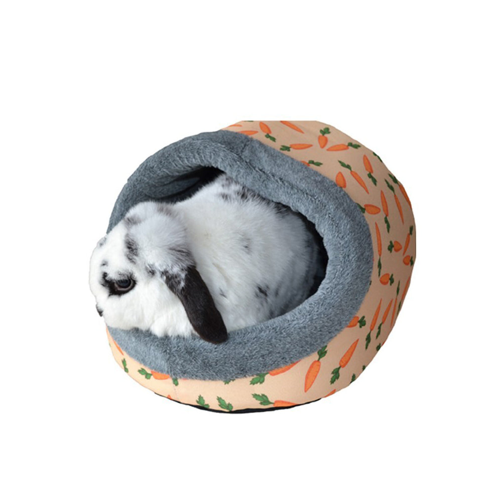 19614-rosewood-polyester-carrot-soft-plush-ferret-rat-rabbit-hooded-pet-bed-peach