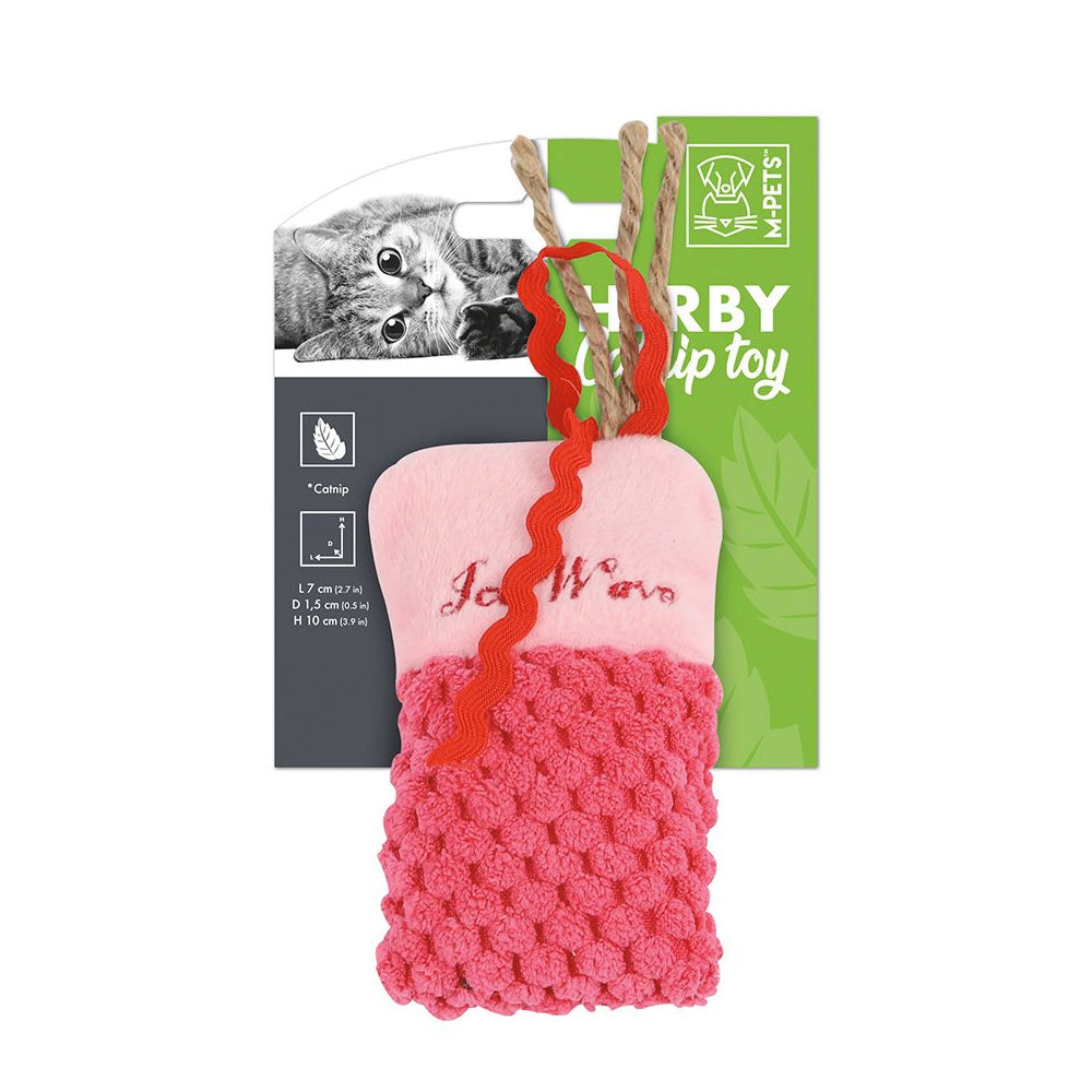 20602099-m-pets-15x7cm-herby-catnip-plush-puffy-cat-kitten-interactive-toy-asst
