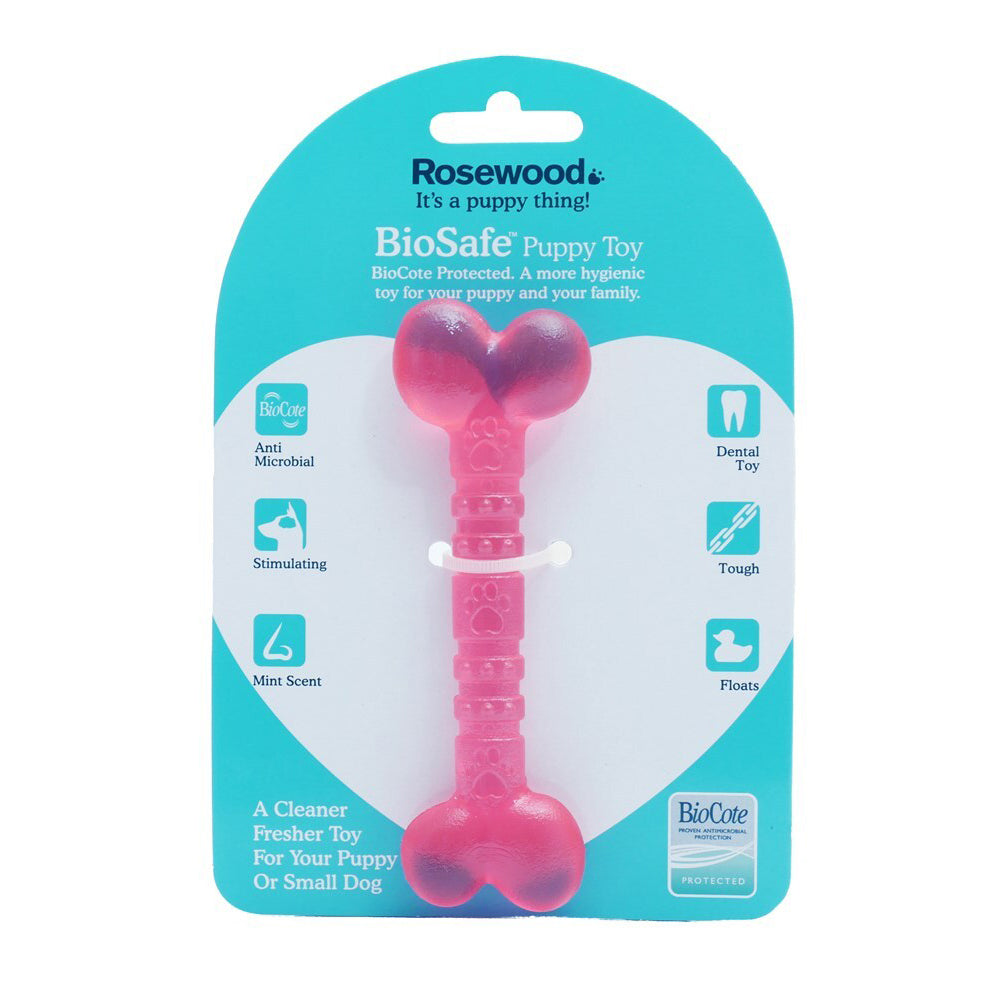 43104-rosewood-biosafe-12-4cm-puppy-antimicrobial-bone-pet-dog-chew-training-toy-pink