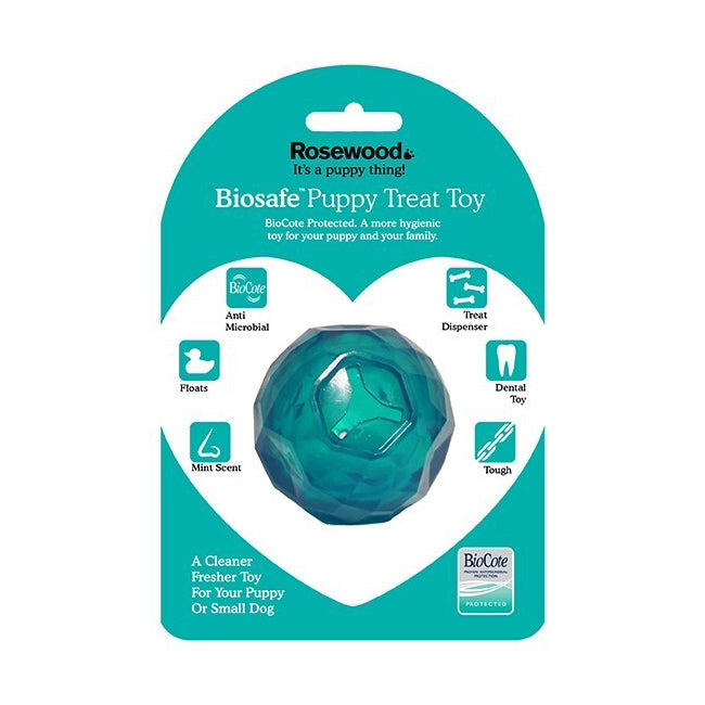 43109-rosewood-biosafe-puppy-treat-ball-pet-dog-dental-chew-bite-fun-play-toy-blue