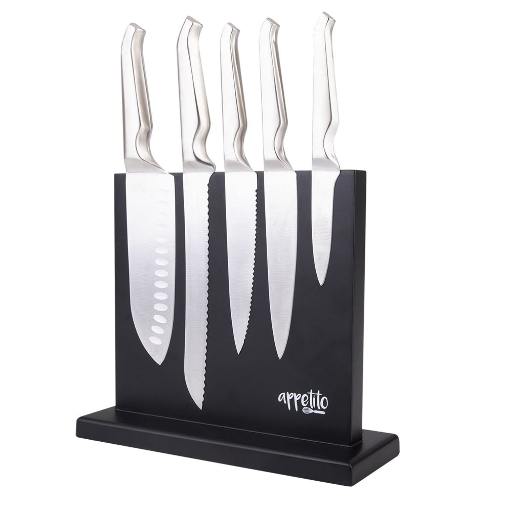 4331mbk-appetito-double-sided-magnetic-knife-block-holder-matte-black