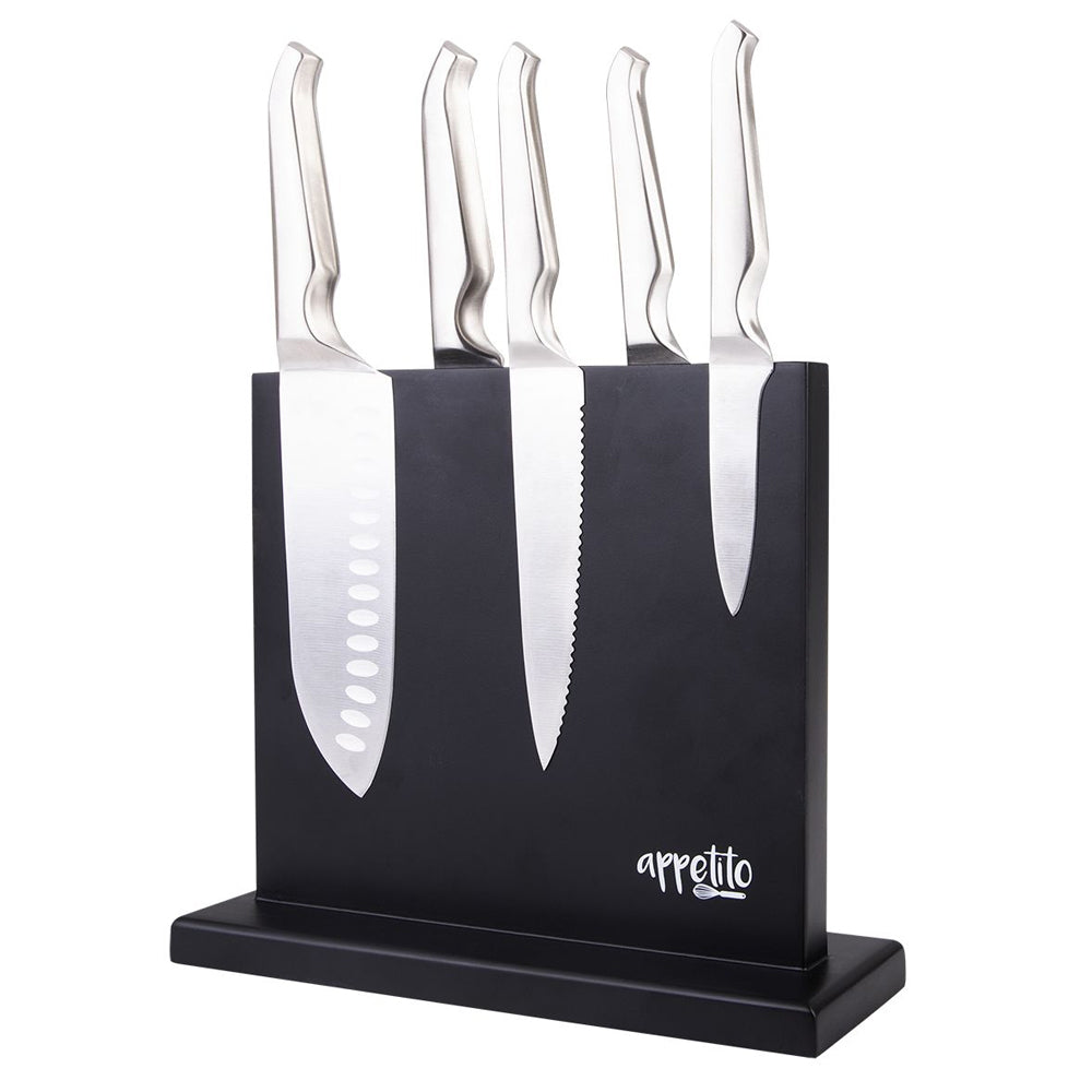 4331mbk-appetito-double-sided-magnetic-knife-block-holder-matte-black