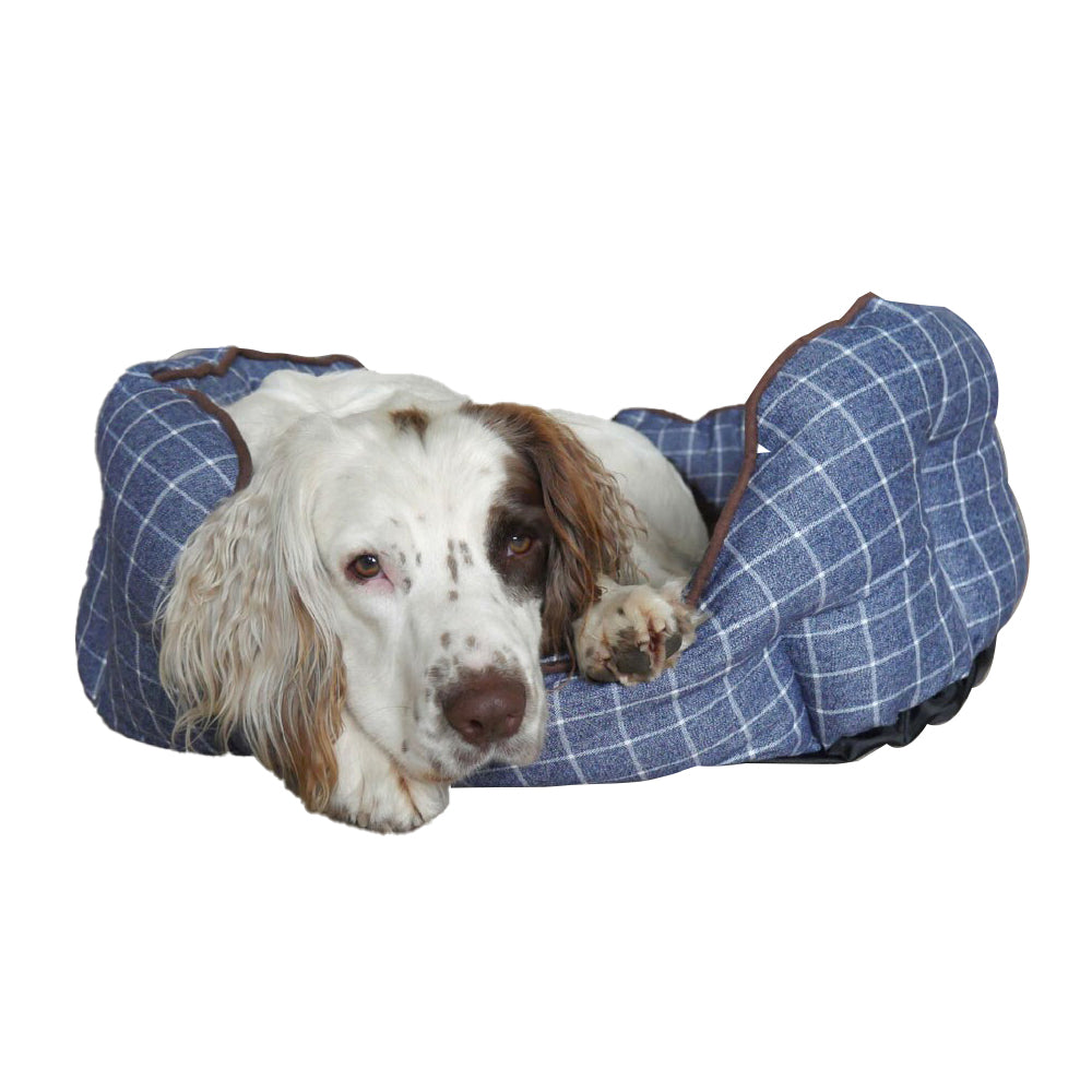 4430-rosewood-51x43cm-marine-check-oval-pet-dog-sleeper-bed-comfort-cushion-blue
