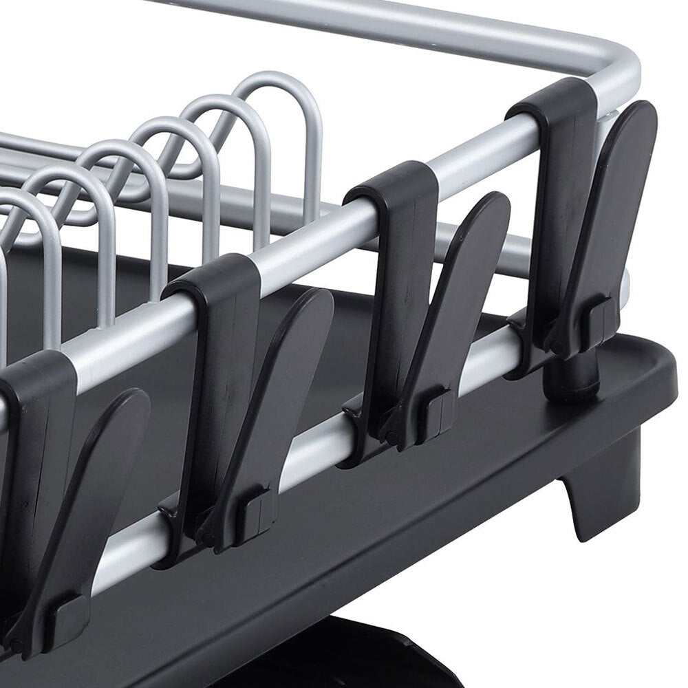 4572-1-d-line-pinnacle-52cm-aluminium-2-tier-dish-rack-w-drain-black