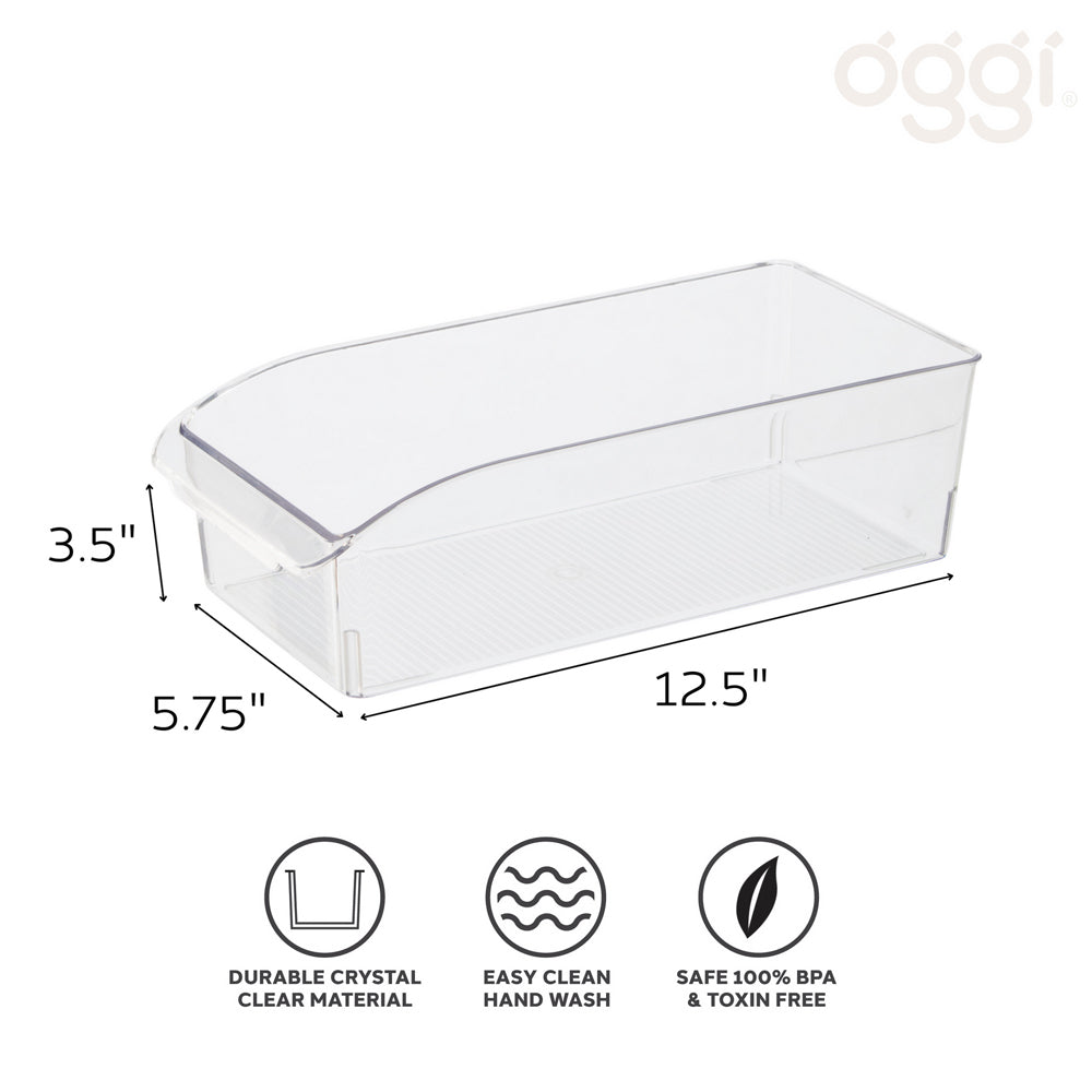 47260-oggi-30x14cm-fridge-pantry-storage-bin-w-finger-grip-handle-clear
