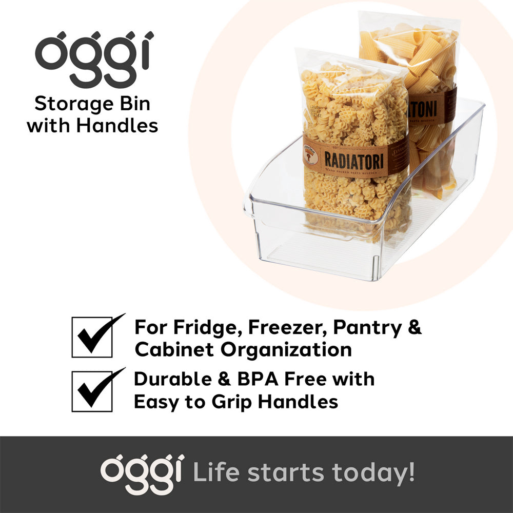 47260-oggi-30x14cm-fridge-pantry-storage-bin-w-finger-grip-handle-clear