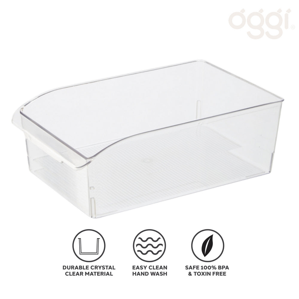47263-oggi-36x20cm-fridge-pantry-storage-bin-w-finger-grip-handle-clear