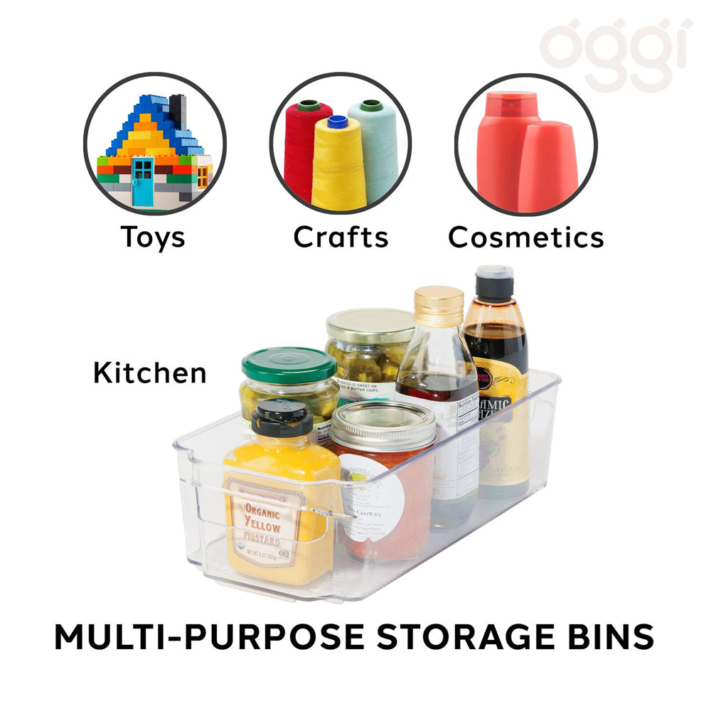47271-oggi-21cm-stackable-storage-bin-home-food-organiser-w-handles-clear