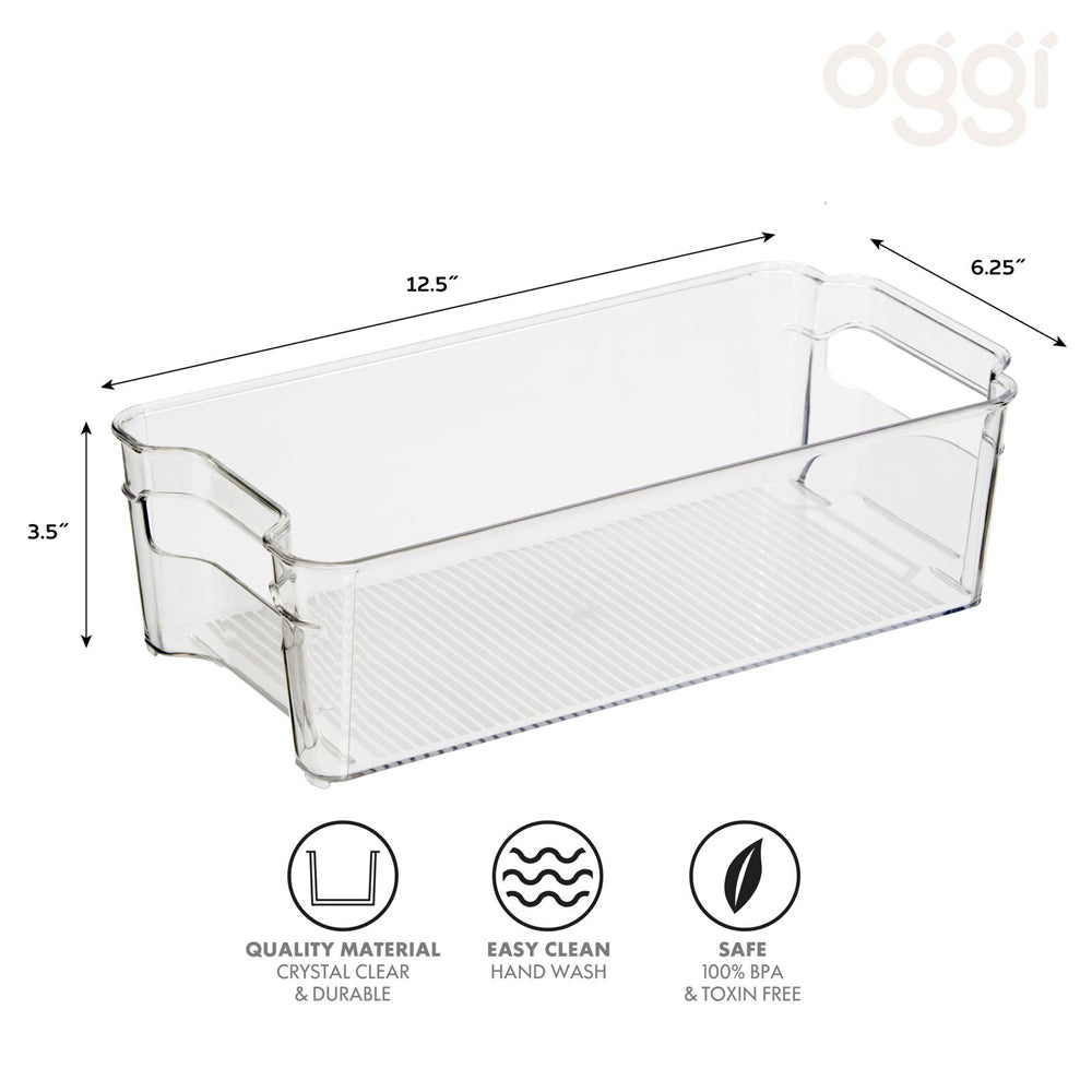 47271-oggi-21cm-stackable-storage-bin-home-food-organiser-w-handles-clear