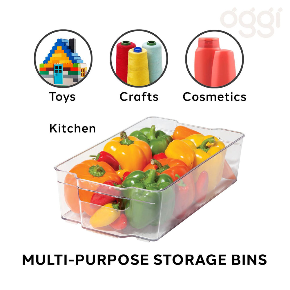 47272-oggi-21cm-stackable-storage-bin-home-food-organiser-w-handles-clear