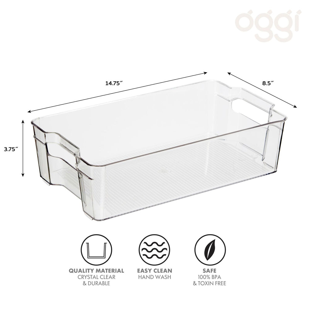 47272-oggi-21cm-stackable-storage-bin-home-food-organiser-w-handles-clear