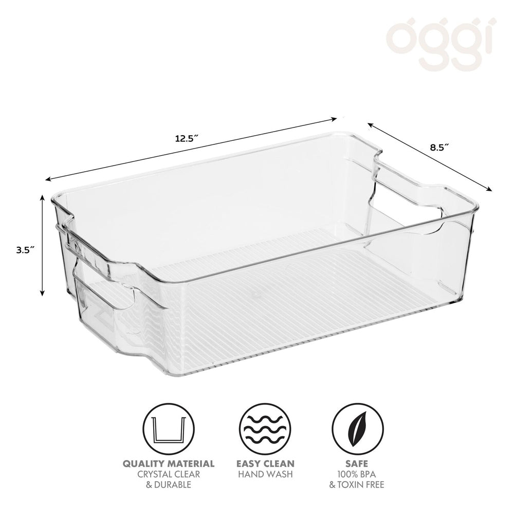 47273-oggi-16cm-stackable-storage-bin-home-food-organiser-w-handles-clear