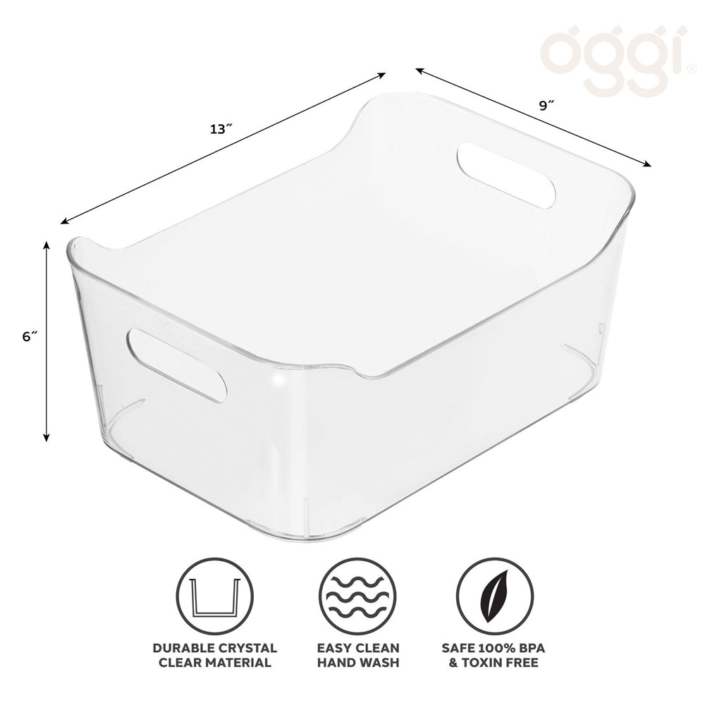 47282-oggi-33cm-storage-bin-home-food-organiser-w-handles-clear