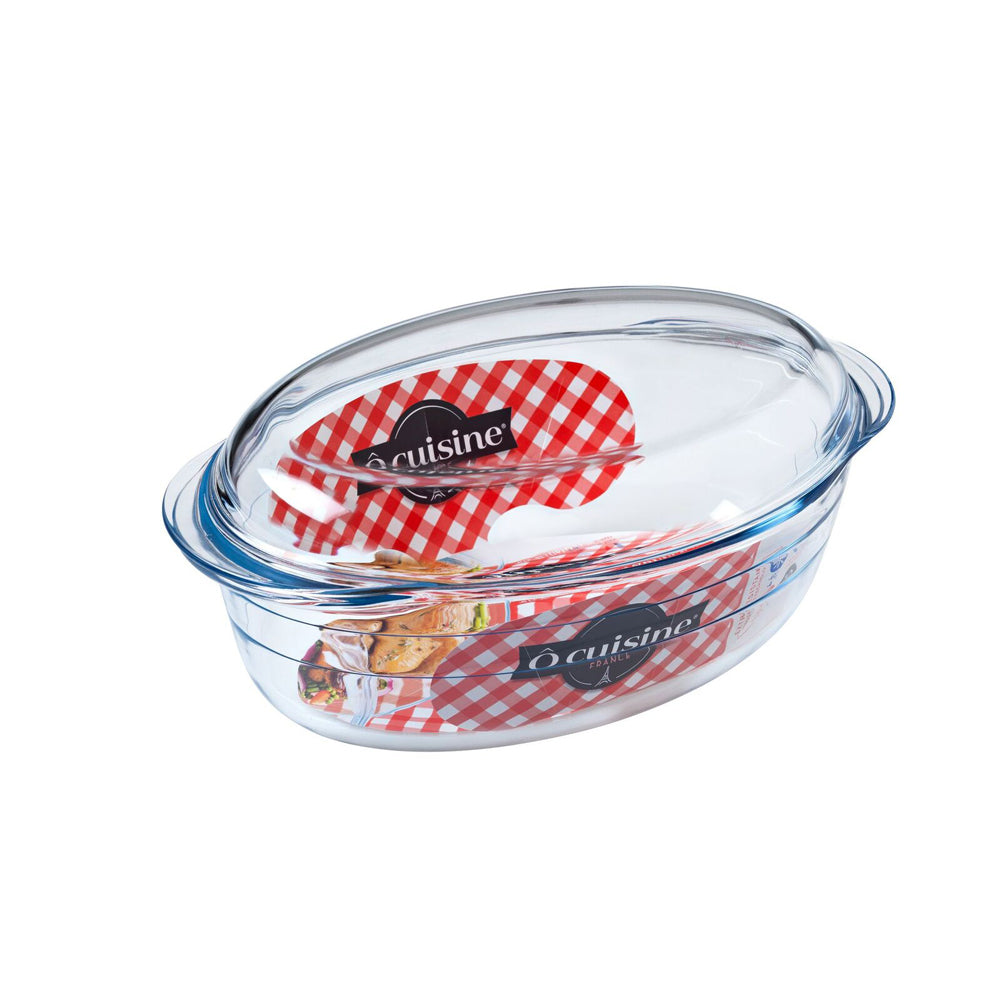 49010-o-cuisine-33cm-4l-oval-glass-casserole-w-lid-oven-cookware-clear