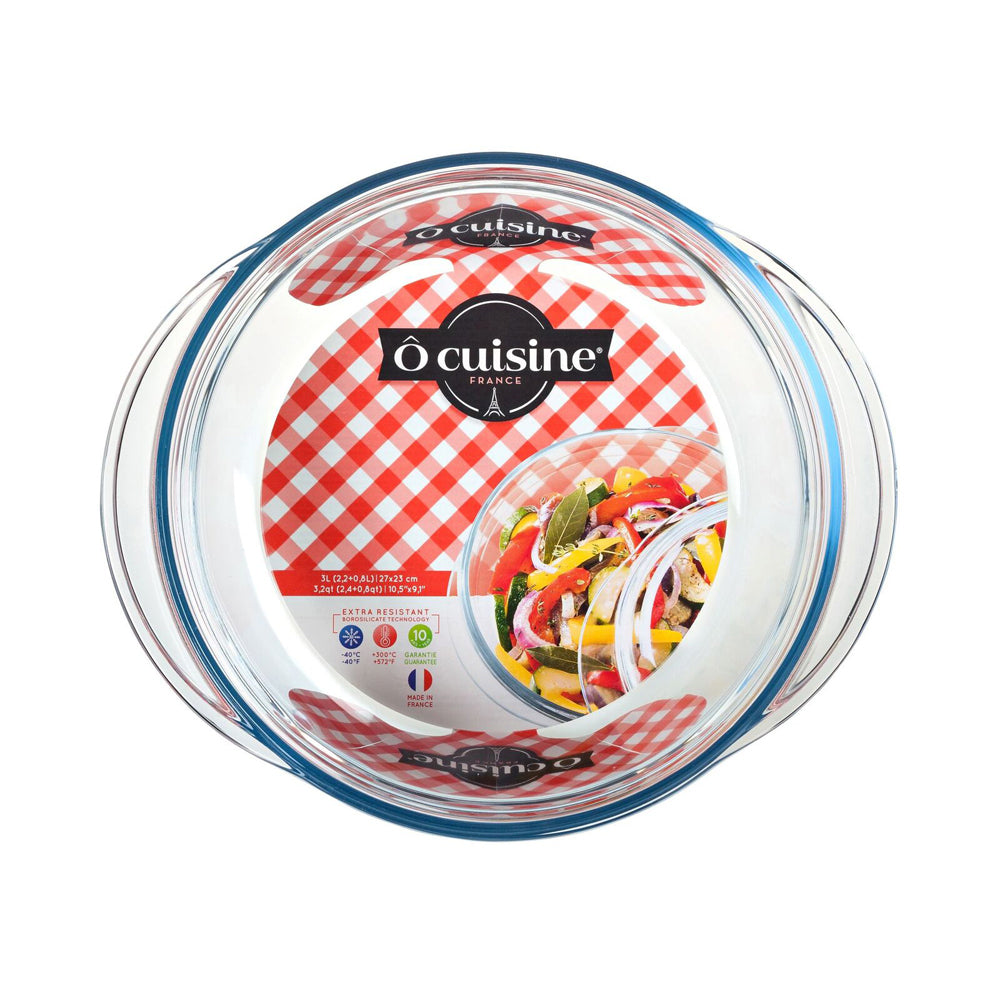 49014-o-cuisine-27cm-2-3l-round-glass-casserole-w-lid-oven-cookware-clear