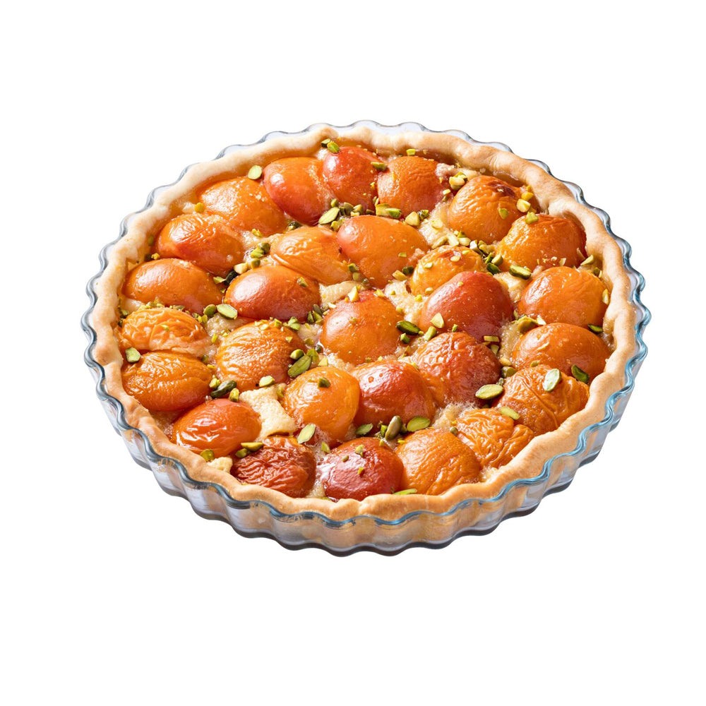 49020-ocuisine-27cm-baking-round-glass-pie-flan-dish-bakeware-clear