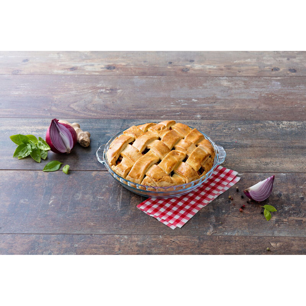 49021-ocuisine-26x23cm-baking-round-glass-pie-dish-w-handle-bakeware-clear