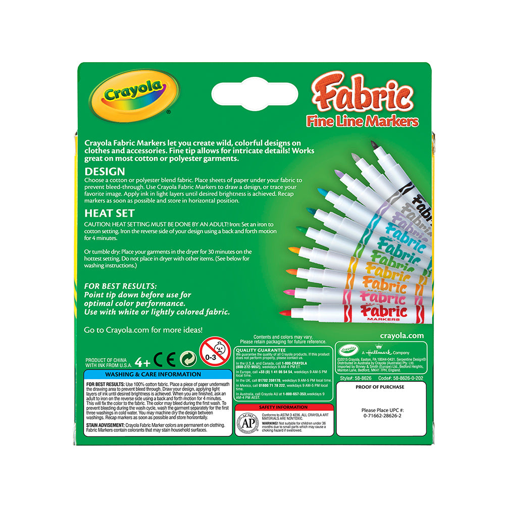 58-8626-10pc-crayola-kids-childrens-creative-fabric-markers-36m