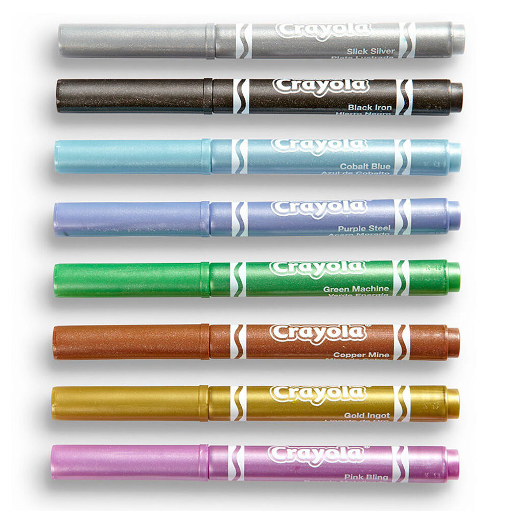 58-8628-8pc-crayola-metallic-markers-colouring-drawing-art-craft-3y