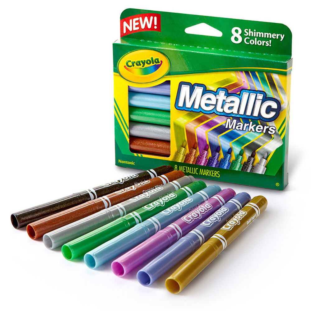 58-8628-8pc-crayola-metallic-markers-colouring-drawing-art-craft-3y