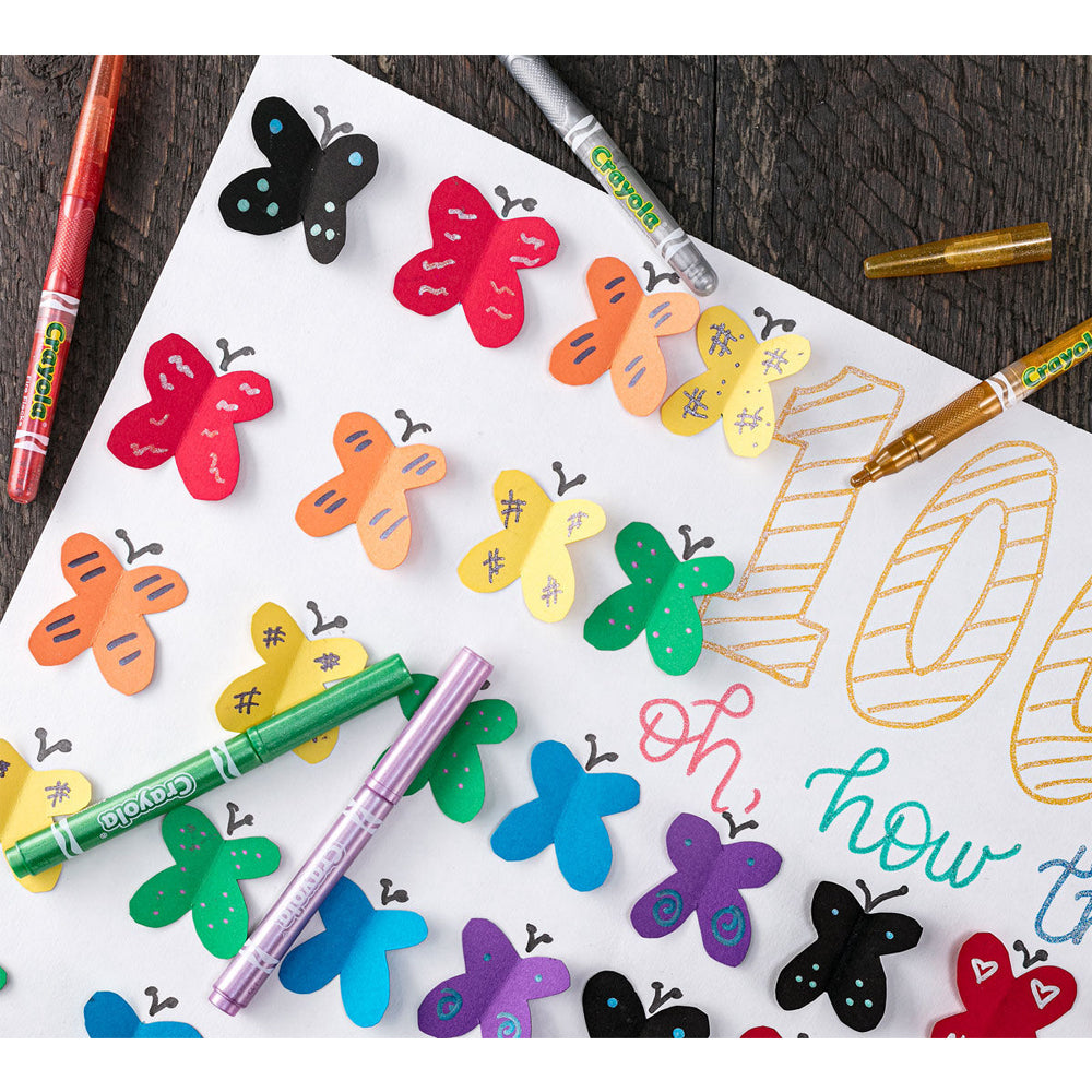 58-8628-8pc-crayola-metallic-markers-colouring-drawing-art-craft-3y