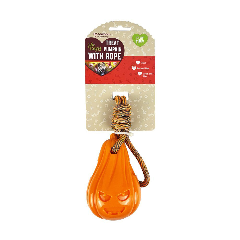 6002-rosewood-treat-pumpkin-w-rope-pet-dog-interactive-fetch-fun-play-toy-orange