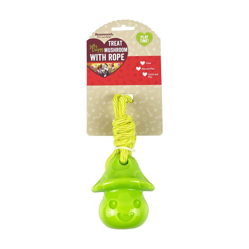 6003-rosewood-treat-mushroom-w-rope-pet-dog-interactive-fetch-fun-play-toy-green