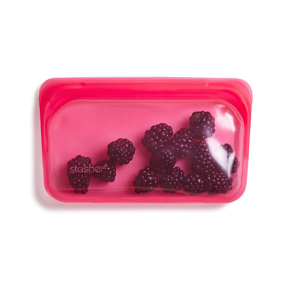 73062-stasher-355ml-19cm-silicone-snack-bag-reusable-food-storage-raspberry