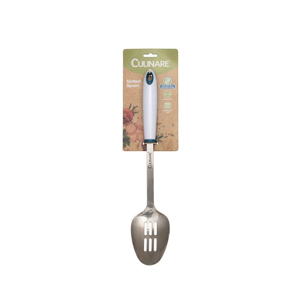 7858-culinare-bio-plastics-33cm-stainless-steel-slotted-spoon-white