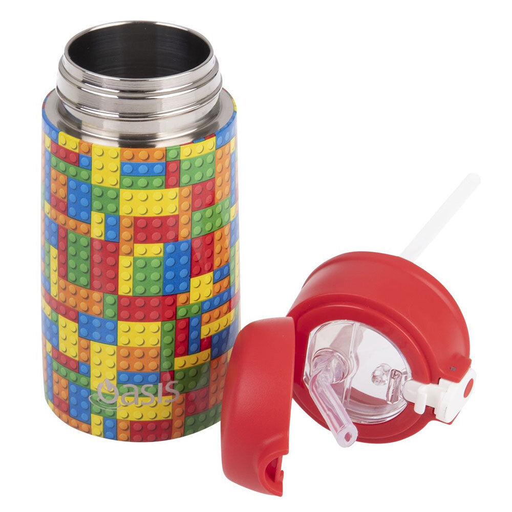 8875-1br-oasis-400ml-stainless-steel-double-wall-insulated-kids-bottle-bricks
