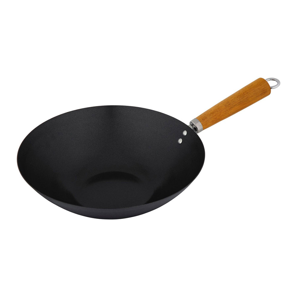 Cuisena 30cm Carbon Steel Stir Fry Wok Non Stick w/ Acacia Handle